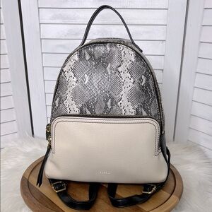 FOSSIL Felicity Backpack Python Snake Print Ivory Black Gray Mini Leather